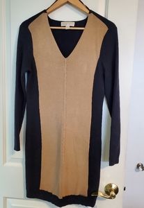 Michael Kors Navy/Tan Fitted Knit Dress